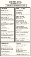 Sycamore Grille menu