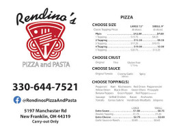 Rendino's Pizza And Pasta menu