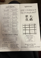 Gee's Family menu