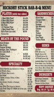 Hickory Stick Barbeque menu