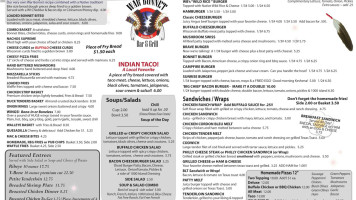 War Bonnet Grill And Native Gifts menu