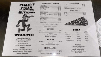 Peezer's Pizza menu