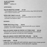 Blue Latitudes menu