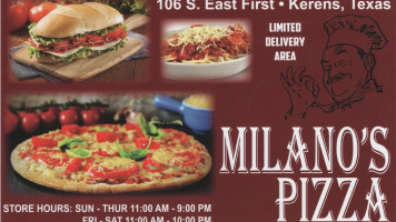 Milano's Pizza menu