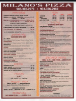 Milano's Pizza menu