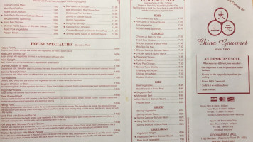 China Gourmet menu