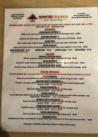 Kimchichanga menu