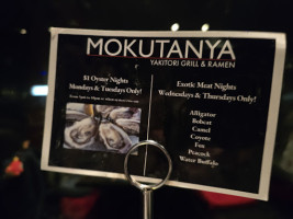 Mokutanya menu