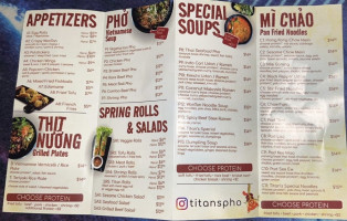 Titan's Pho Asian Bistro menu