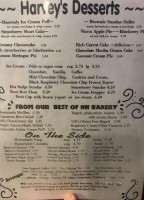 Harvey's Coffee Shop menu