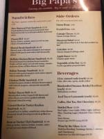 Big Papa's menu