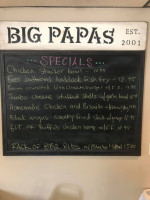 Big Papa's menu