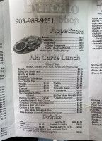 Burrito Shop menu