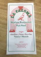 La Paloma menu