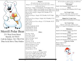 Polar Bear menu