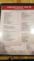 Shelbyville Inn menu