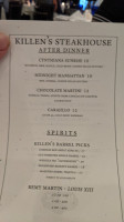 Killen's Steakhouse menu