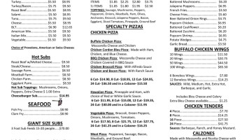 Pizza World menu