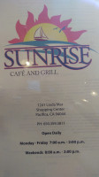 Sunrise Cafe And Grill menu