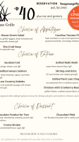 Sea Grass Grille menu