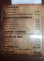 Tortilleria Crystal menu