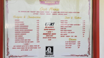 Big Bubba's Burgers menu