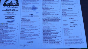 Angelo's Brick Oven Pizzeria menu