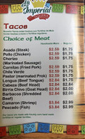 La Imperial Taqueria menu