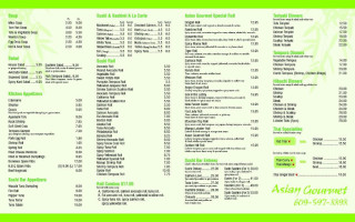 Asian Gourmet menu