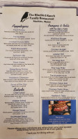 The Bluebird Ranch Family menu