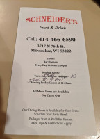 Schneider's Food & Drinks menu