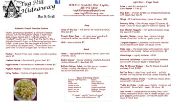 Tug Hill Hideaway menu