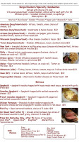 Tug Hill Hideaway menu