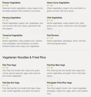 Sirayvah Organic Thai Cuisine menu