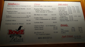 Bowie Barbeque menu