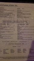 Heirloom Pizza Co. menu