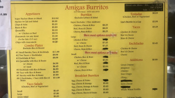 Amigas Burritos Mexican menu