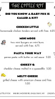 The Little Fox menu