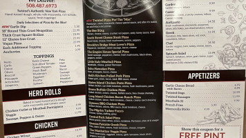 Twisted Pizza, Subs And Ice Cream menu