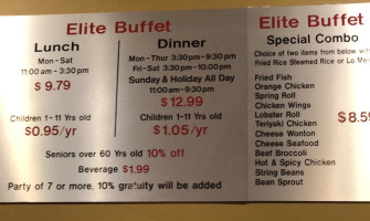 Elite Buffet menu