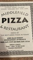 Middlefield Pizza menu