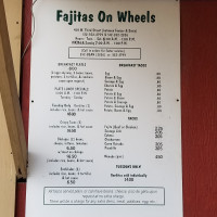 Fajitas On Wheels menu