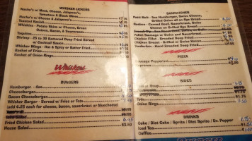 Whiskers Saloon menu