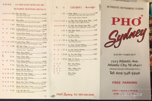 Pho Sydney menu