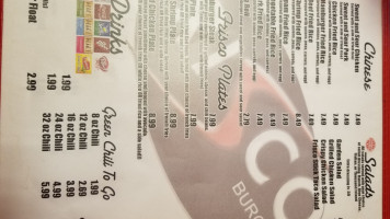 Frisco Burger menu