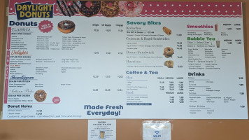 Daylight Donuts menu