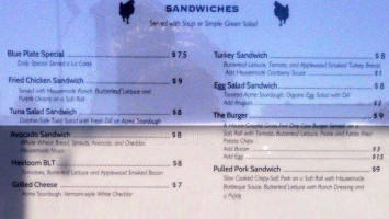 Sam's Log Cabin menu