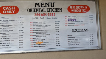 Oriental Kitchens Yakimando menu