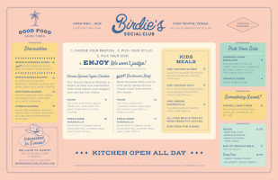 Birdie's Social Club menu