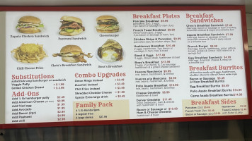 Chris's Hamburgers menu